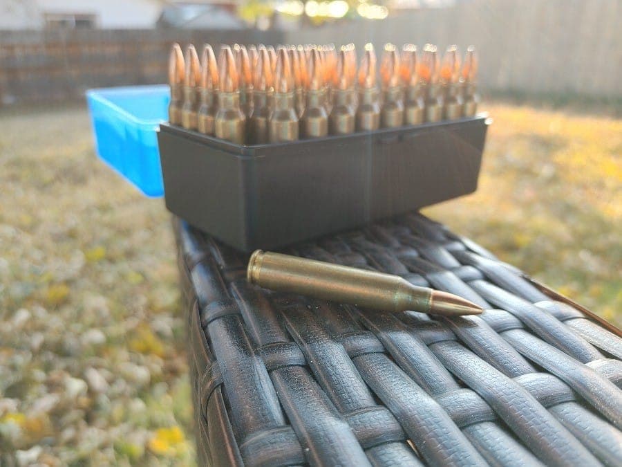 Reloading bench with 5.56 cases
