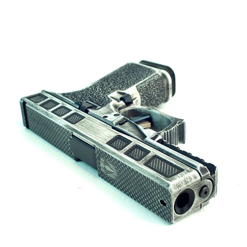 Gentleman G2 slide in bare stainless with blacked-out lightening windows, shown on a white background