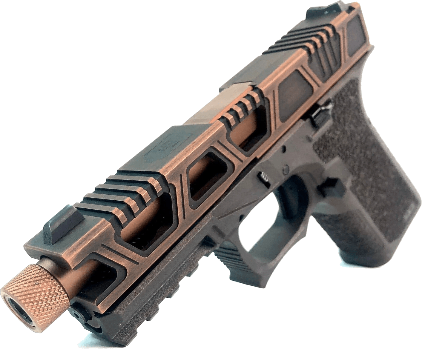 G19 Cyberpunk slide on a Glock 19 frame. The slide's accent color changes with the finish you pick.