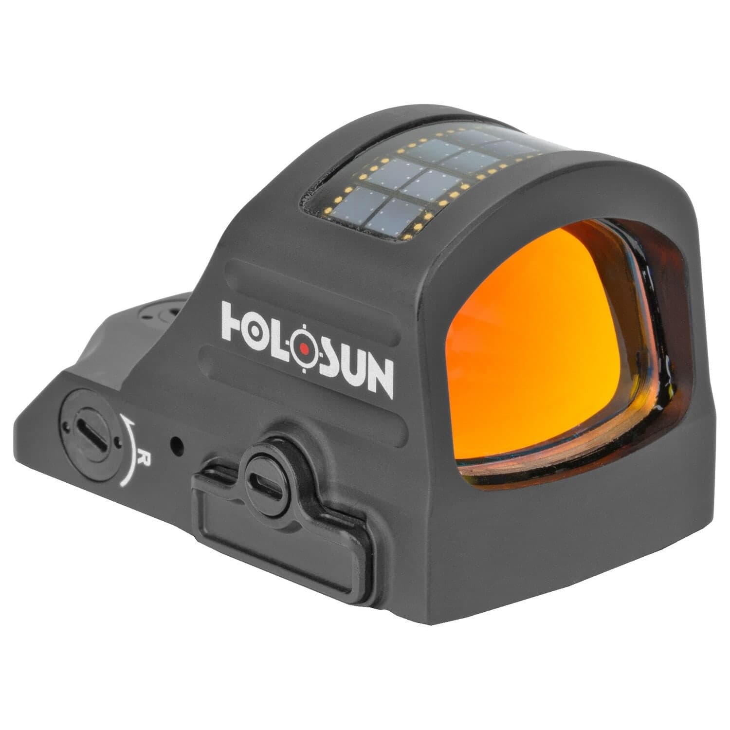Holosun 507C-X2 open reflex sight in black with an amber-tinted lens
